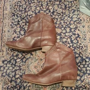 Zara brown leather booties size 7